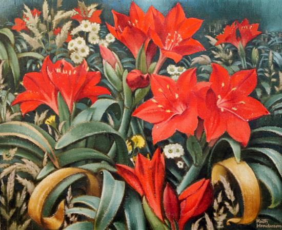 Keith Henderson (1883-1982) Study of red lilies 20 x 24in.
